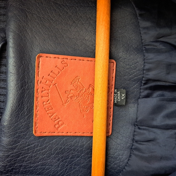 Beverly Hills Polo Club Blue Bomber Jacket with Stand-Up Collar - Picture 2 of 3